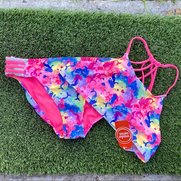 Wonder Nation Rainbow Mermaid Bathing Suit - Picture 5 of 5